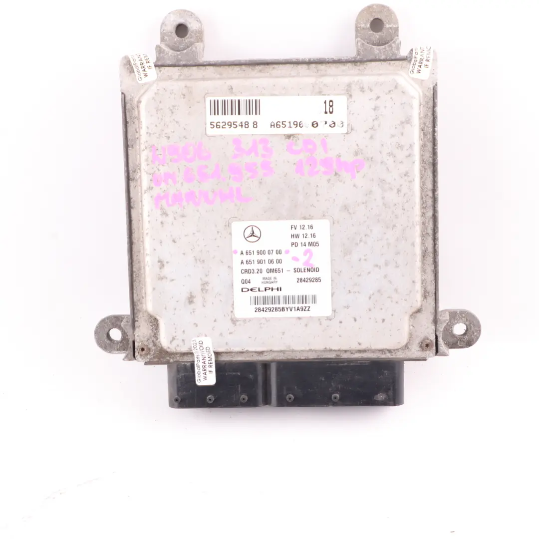 Mercedes W906 313 CDI OM651.955 129HP Motor Diesel ECU Kit Key Lock - SKU A6519000700-2 - Número de pieza A6519000700