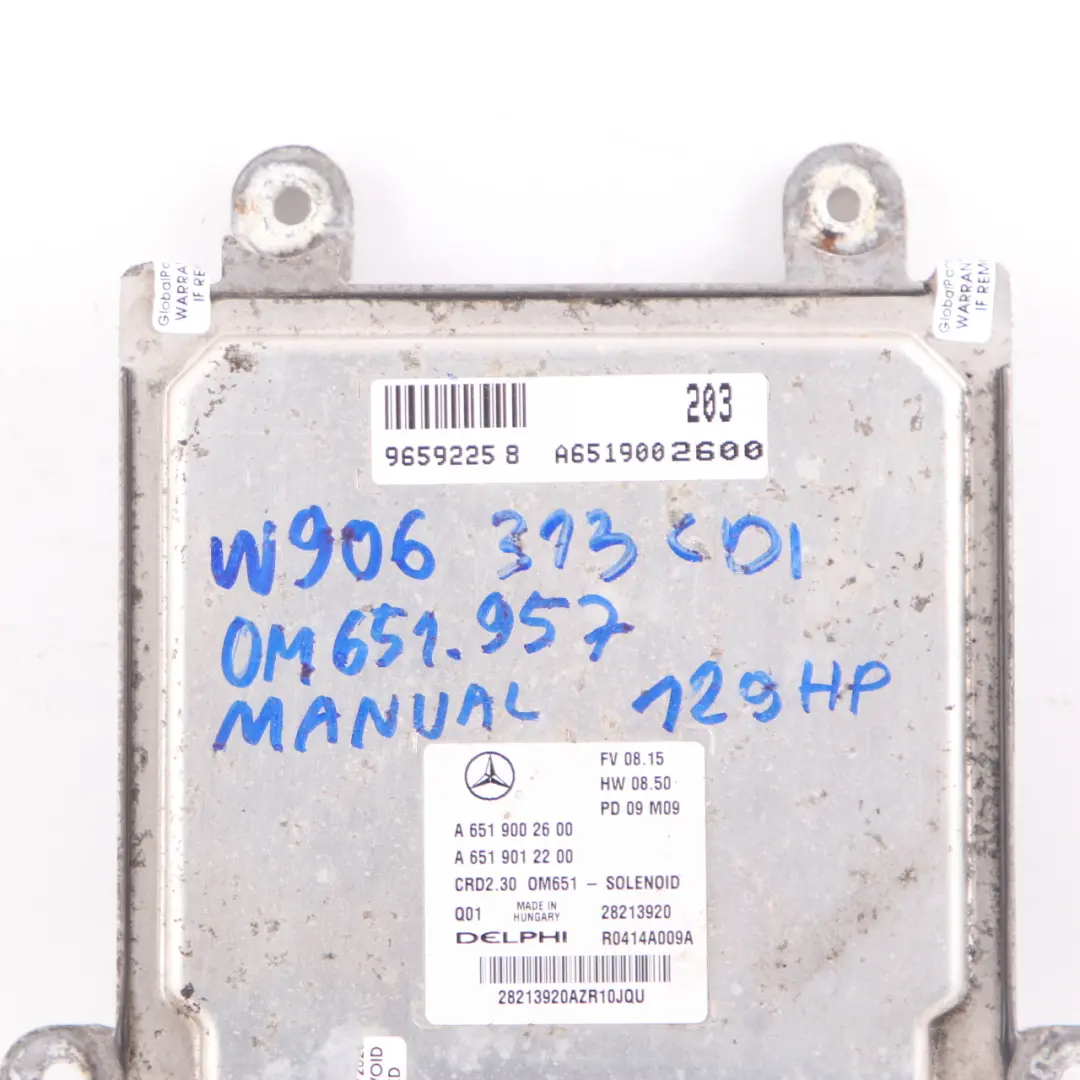 OM651.957 motor ECU Kit Einheit Schlüssel Schloss für Mercedes W906 mit Teilenummer A6519002600 Mercedes W906 OM651.957 motor ECU Kit Einheit Schlüssel Schloss - SKU A6519002600-1 - Teilenummer A6519002600