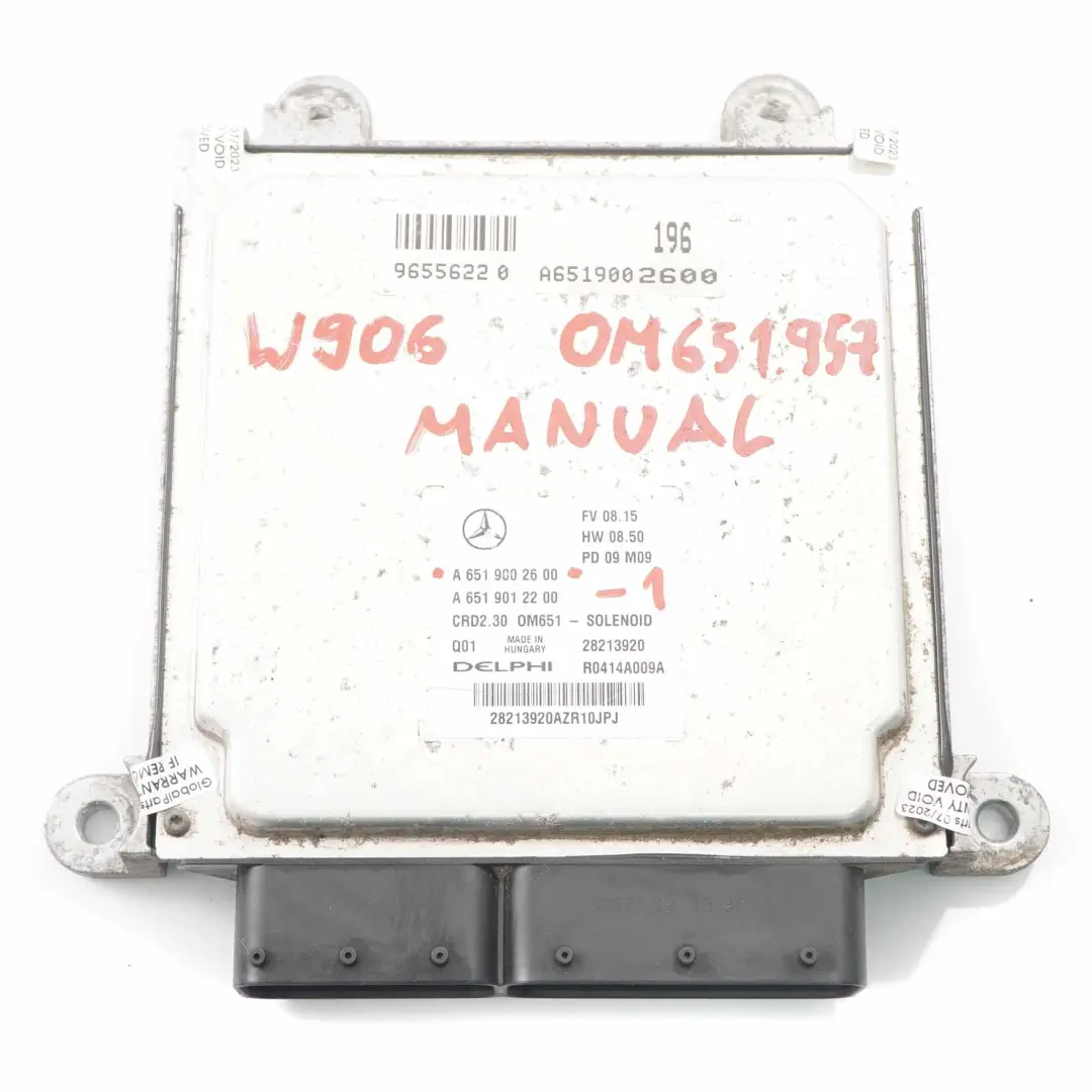 Mercedes W906 OM651.957 Diesel Engine ECU Kit Unit Key Lock Manual - SKU A6519002600-1 - Part number A6519002600