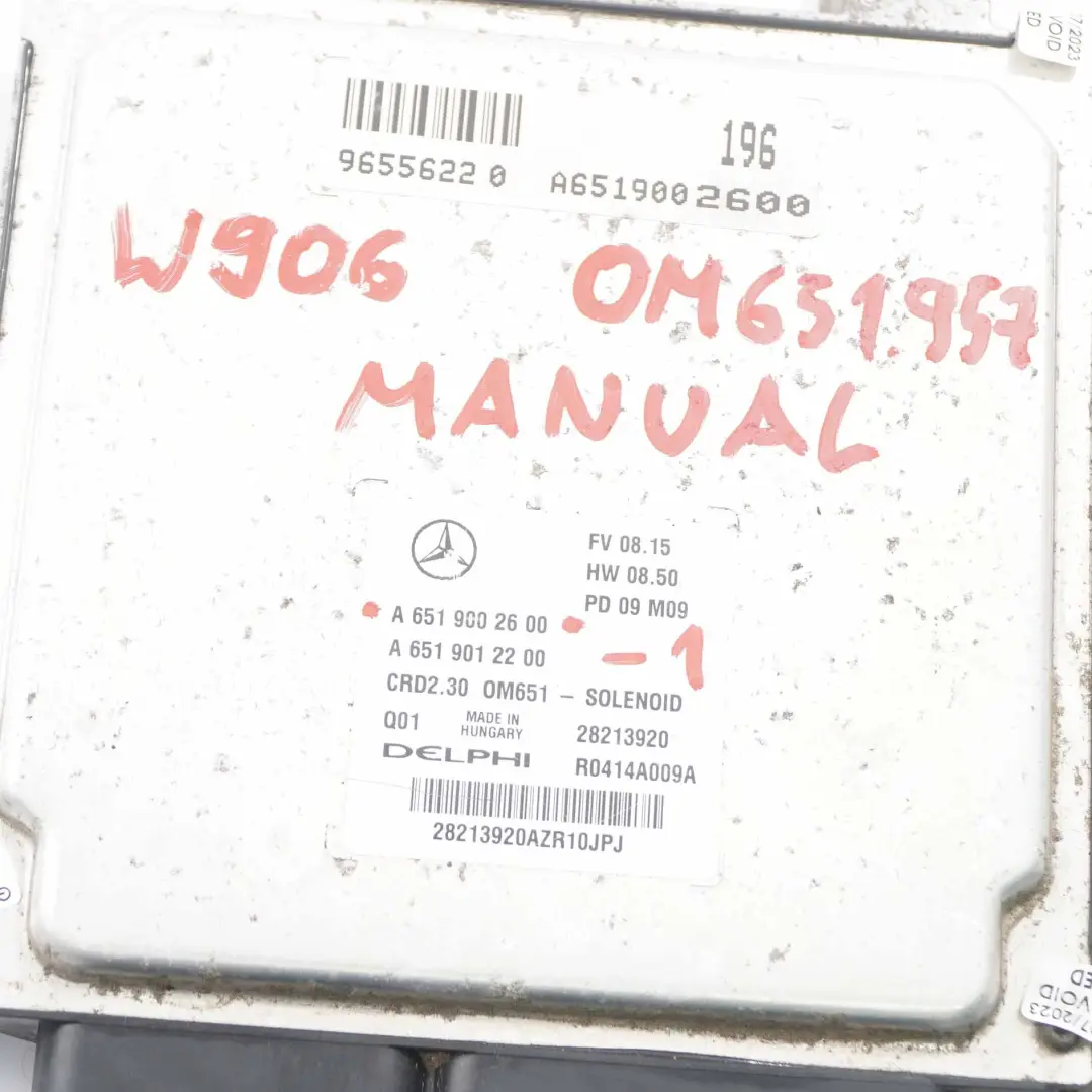 Mercedes W906 OM651.957 Diesel Engine ECU Kit Unit Key Lock Manual - SKU A6519002600-1 - Part number A6519002600