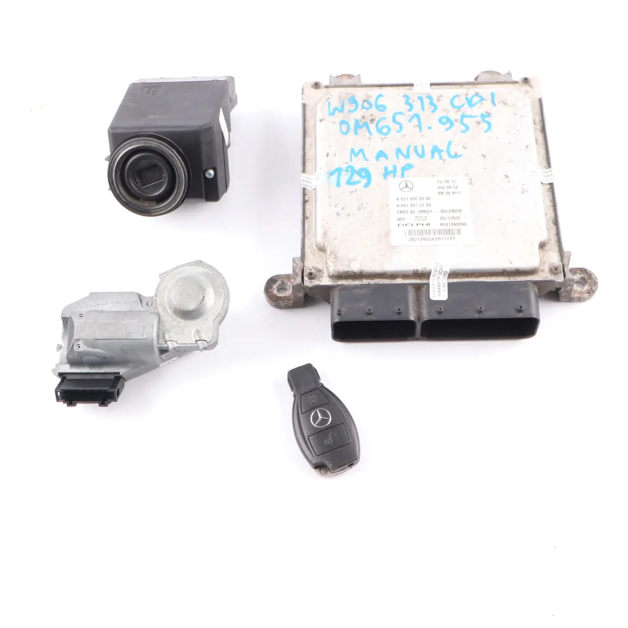 Mercedes W906 313 CDI OM651.955 129HP Motore ECU Kit A6519002600 Blocco chiave