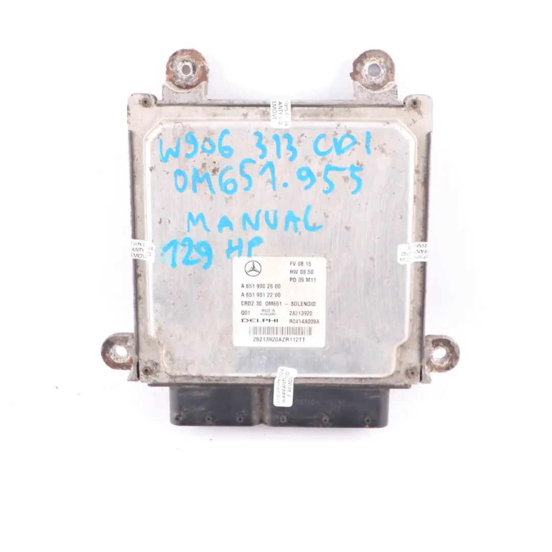 Mercedes W906 313 CDI OM651.955 129HP Motore ECU Kit Blocco chiave - SKU A6519002600-3 - Numero di parte A6519002600