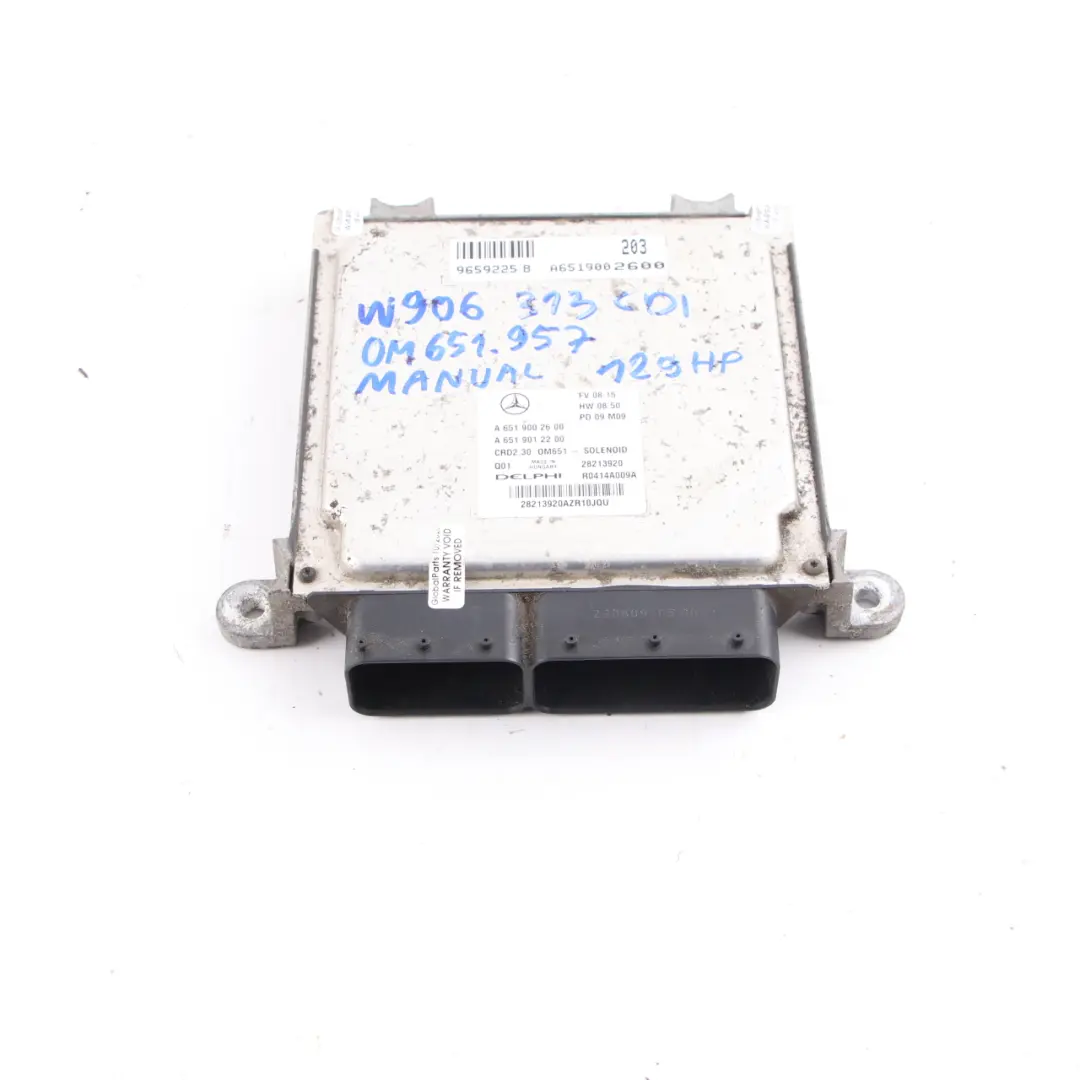 Mercedes W906 313 CDI OM651.957 129HP Engine ECU Unit Module Manual - SKU A6519002600 - Part number A6519002600