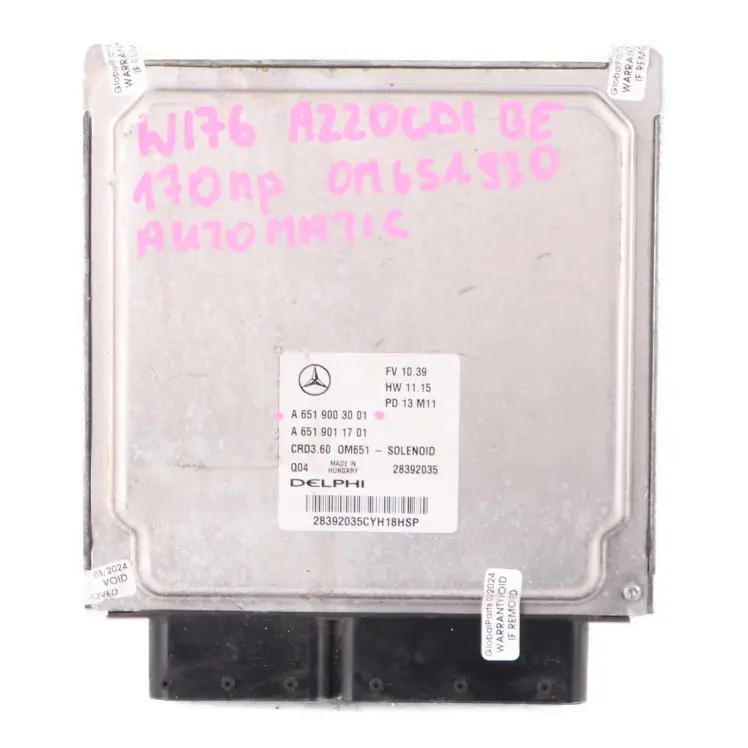 A220 CDI BlueEFFICIENCY 651.930 170HP Engine Unit ECU to Mercedes W176 with Part number A6519003001 Mercedes W176 A220 CDI BlueEFFICIENCY 651.930 170HP Engine Unit ECU - SKU A6519003001 - Part number A6519003001