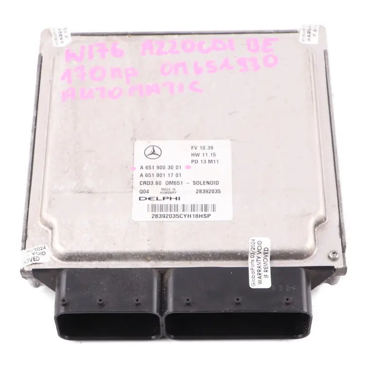 A220 CDI BlueEFFICIENCY 651.930 170HP Engine Unit ECU to Mercedes W176 with Part number A6519003001 Mercedes W176 A220 CDI BlueEFFICIENCY 651.930 170HP Engine Unit ECU - SKU A6519003001 - Part number A6519003001