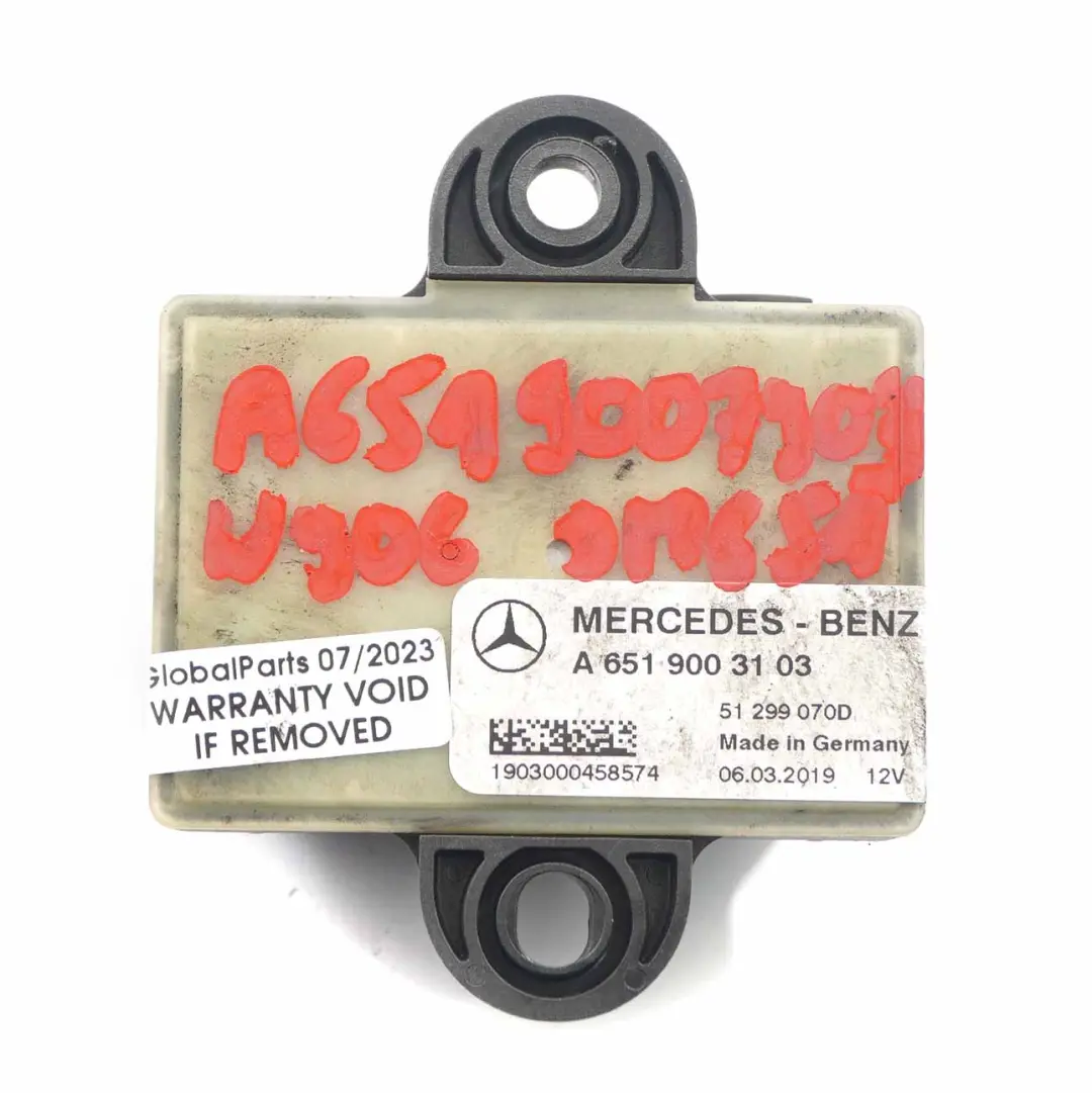 OM651 Diesel Módulo relé bujías incandescentes control para Mercedes W906 con número de pieza A6519003103 Mercedes W906 OM651 Diesel Módulo relé bujías incandescentes control - SKU A6519003103 - Número de pieza A6519003103