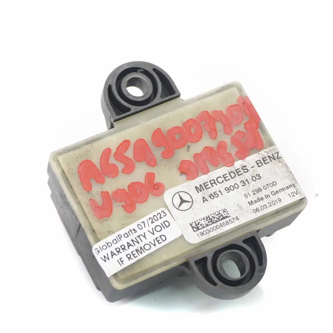 OM651 Diesel Módulo relé bujías incandescentes control para Mercedes W906 con número de pieza A6519003103 Mercedes W906 OM651 Diesel Módulo relé bujías incandescentes control - SKU A6519003103 - Número de pieza A6519003103