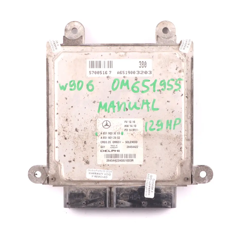 Mercedes W906 313 CDI OM651.955 129HP Motore diesel ECU A6519003203 Manuale