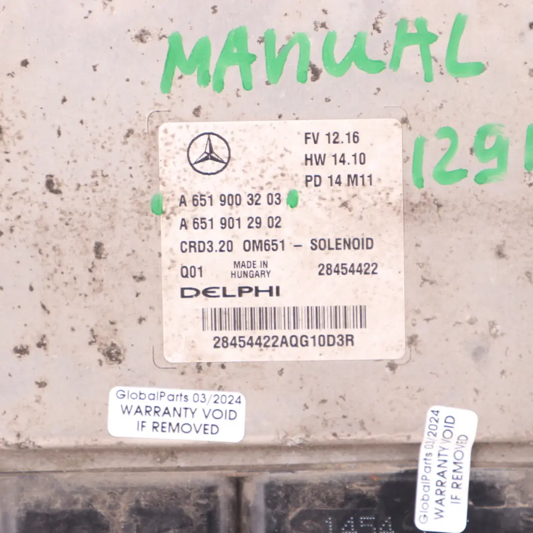 OM651.955 129HP Motore diesel ECU Manuale per Mercedes W906 313 CDI con numero di parte A6519003203 Mercedes W906 313 CDI OM651.955 129HP Motore diesel ECU Manuale - SKU A6519003203 - Numero di parte A6519003203