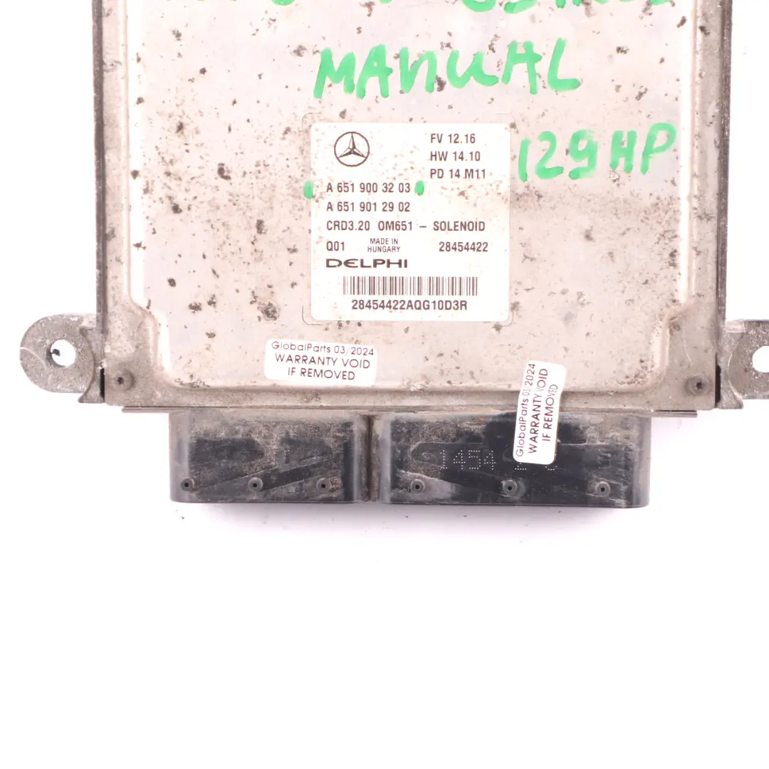 Mercedes W906 313 CDI OM651.955 129HP Motore diesel ECU Manuale - SKU A6519003203 - Numero di parte A6519003203