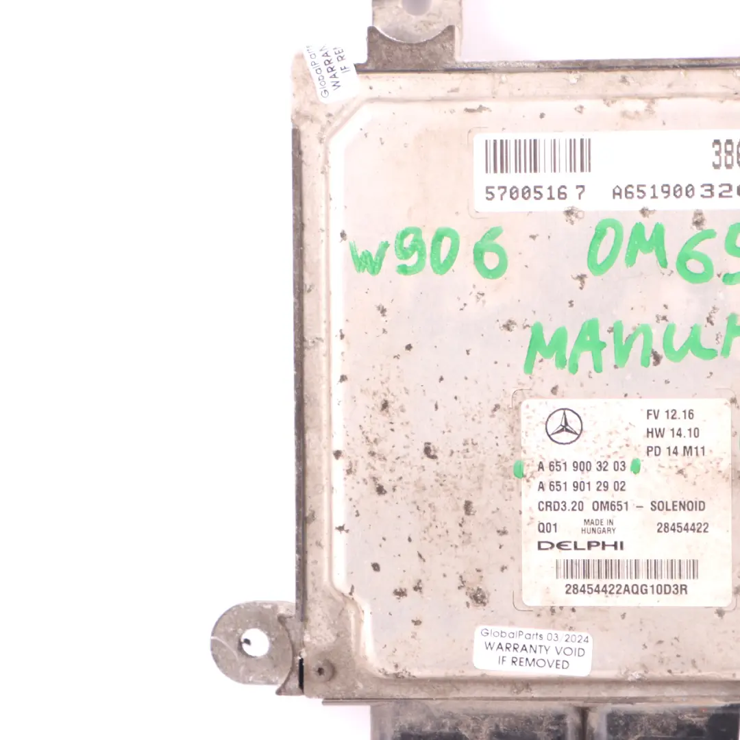OM651.955 129HP Motore diesel ECU Manuale per Mercedes W906 313 CDI con numero di parte A6519003203 Mercedes W906 313 CDI OM651.955 129HP Motore diesel ECU Manuale - SKU A6519003203 - Numero di parte A6519003203