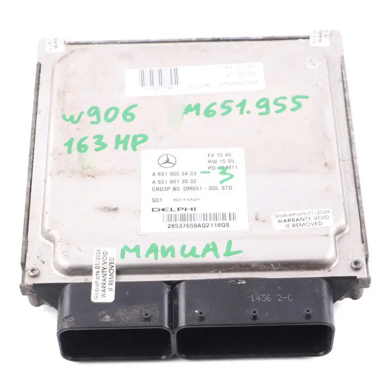 Mercedes Sprinter W906 OM651.955 163HP Engine Unit Module ECU Manual - SKU A6519003403-3 - Part number A6519003403