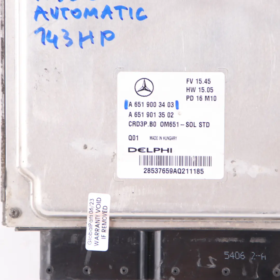 OM651 143HP Engine Unit Module ECU Automatic to Mercedes W906 314 CDI with Part number A6519003403 Mercedes W906 314 CDI OM651 143HP Engine Unit Module ECU Automatic - SKU A6519003403 - Part number A6519003403