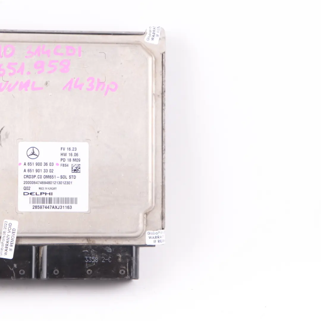 OM651.958 143HP ECU Engine Unit to Mercedes Sprinter W910 314 CDI with Part number A6519003603 Mercedes Sprinter W910 314 CDI OM651.958 143HP ECU Engine Unit - SKU A6519003603 - Part number A6519003603