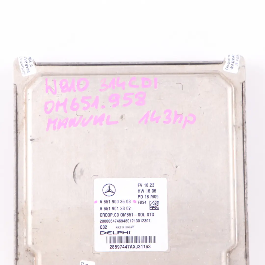 OM651.958 143HP ECU Engine Unit to Mercedes Sprinter W910 314 CDI with Part number A6519003603 Mercedes Sprinter W910 314 CDI OM651.958 143HP ECU Engine Unit - SKU A6519003603 - Part number A6519003603