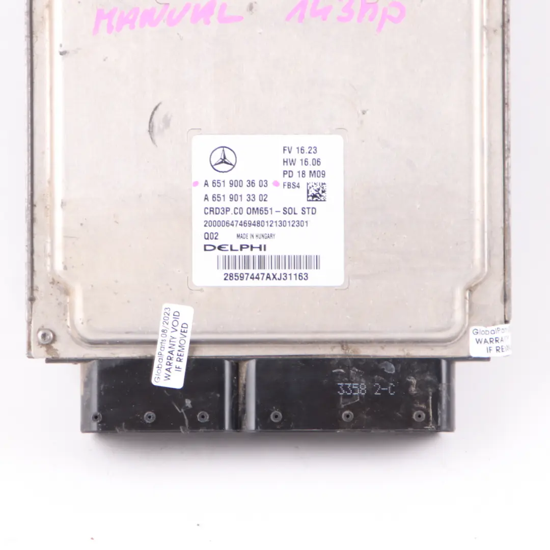 Mercedes Sprinter W910 314 CDI OM651.958 143HP ECU Engine Unit - SKU A6519003603 - Part number A6519003603