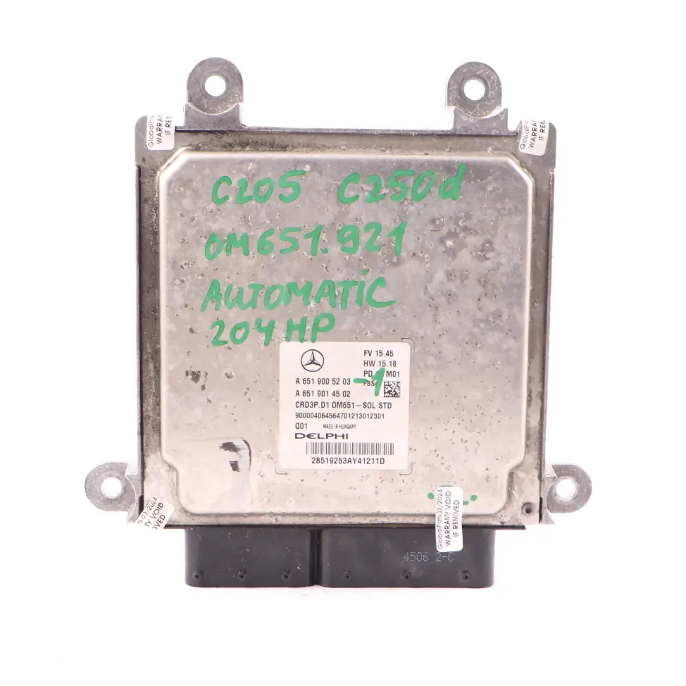 ECU Mercedes C205 C250d Diesel OM651.921 204HP Motorsteuergerät Automatik für mit Teilenummer A6519005203 ECU Mercedes C205 C250d Diesel OM651.921 204HP Motorsteuergerät Automatik - SKU A6519005203-1 - Teilenummer A6519005203