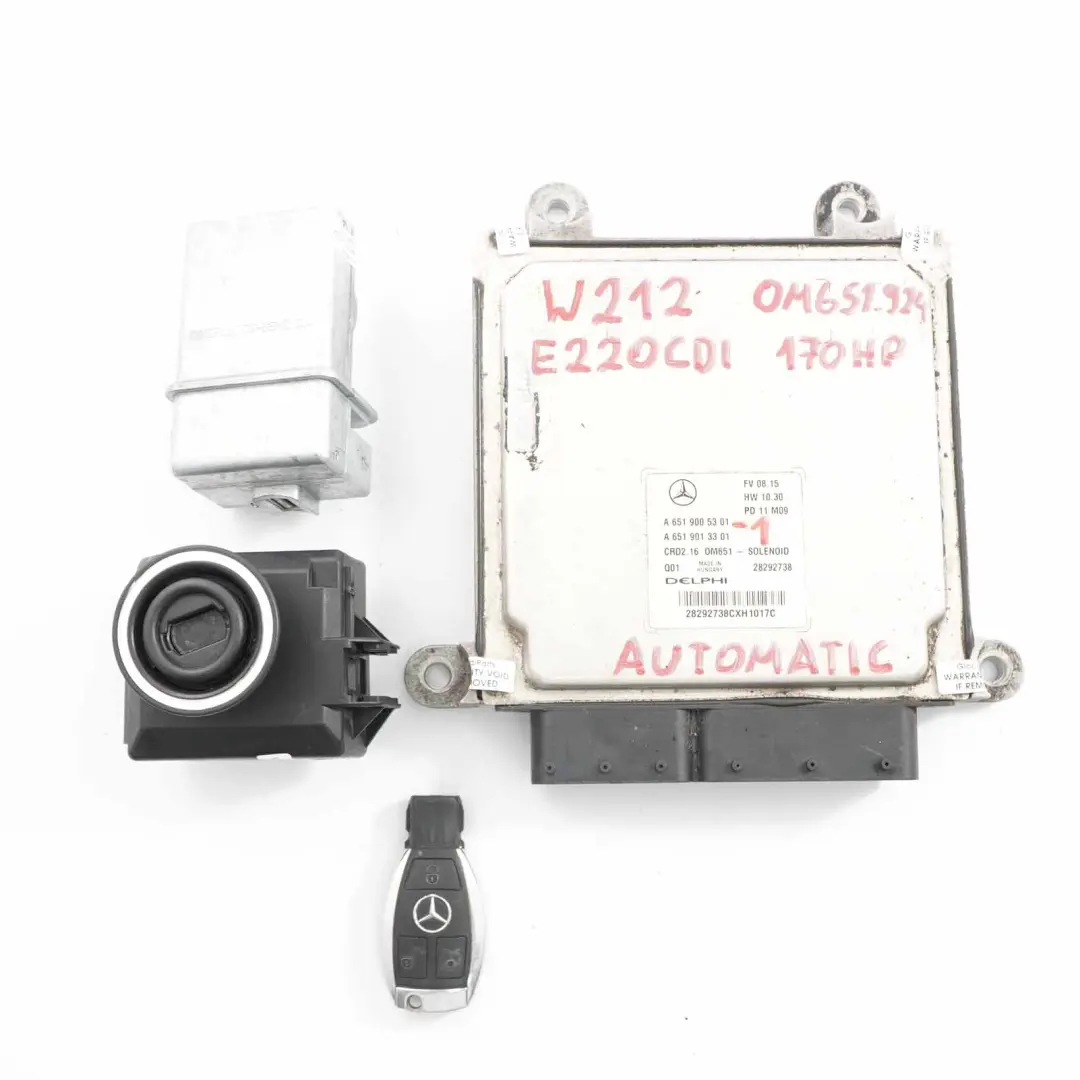 Mercedes W212 E220CDI OM651.924 Engine Unit Module ECU Kit Key Lock - SKU A6519005301-3 - Part number A6519005301