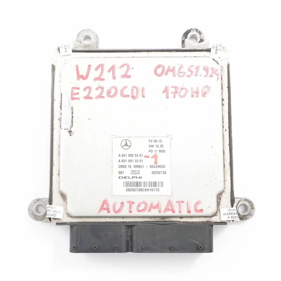 Mercedes W212 E220CDI OM651.924 Motoreinheit Modul ECU Kit Schlüssel - SKU A6519005301-3 - Teilenummer A6519005301