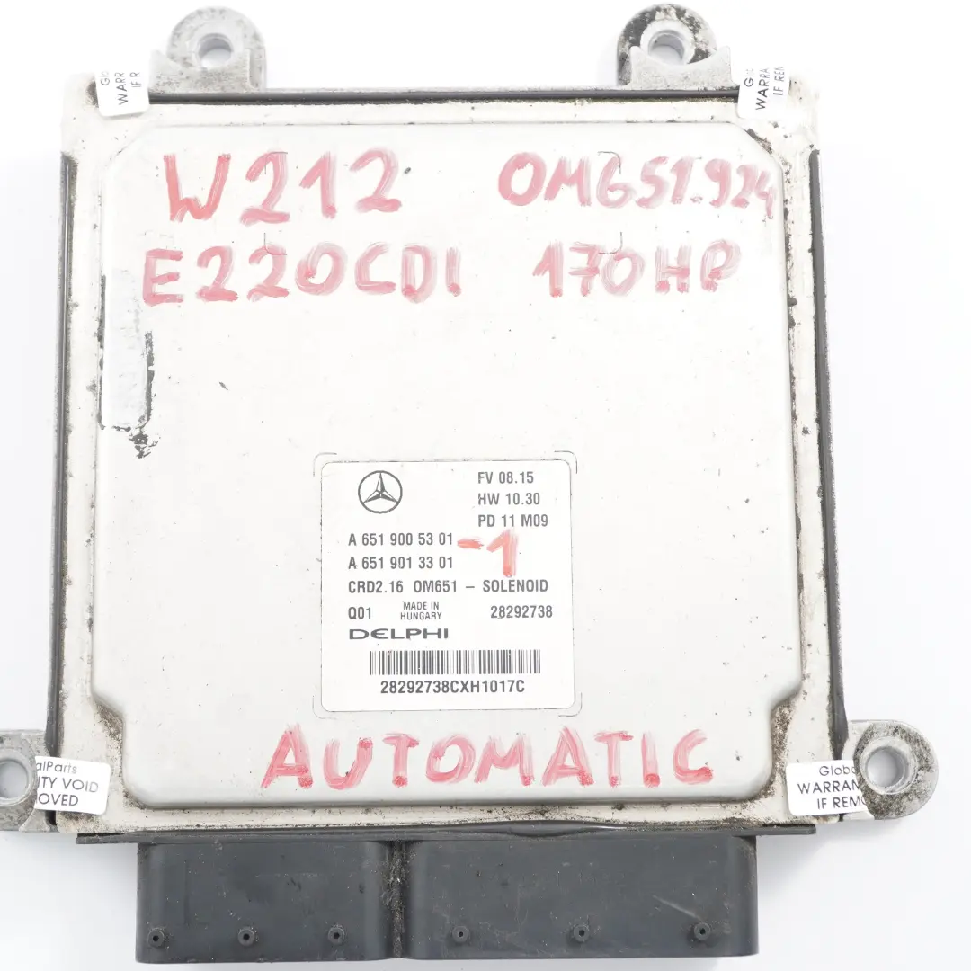 Mercedes W212 E220CDI OM651.924 Engine Unit Module ECU Kit Key Lock - SKU A6519005301-3 - Part number A6519005301