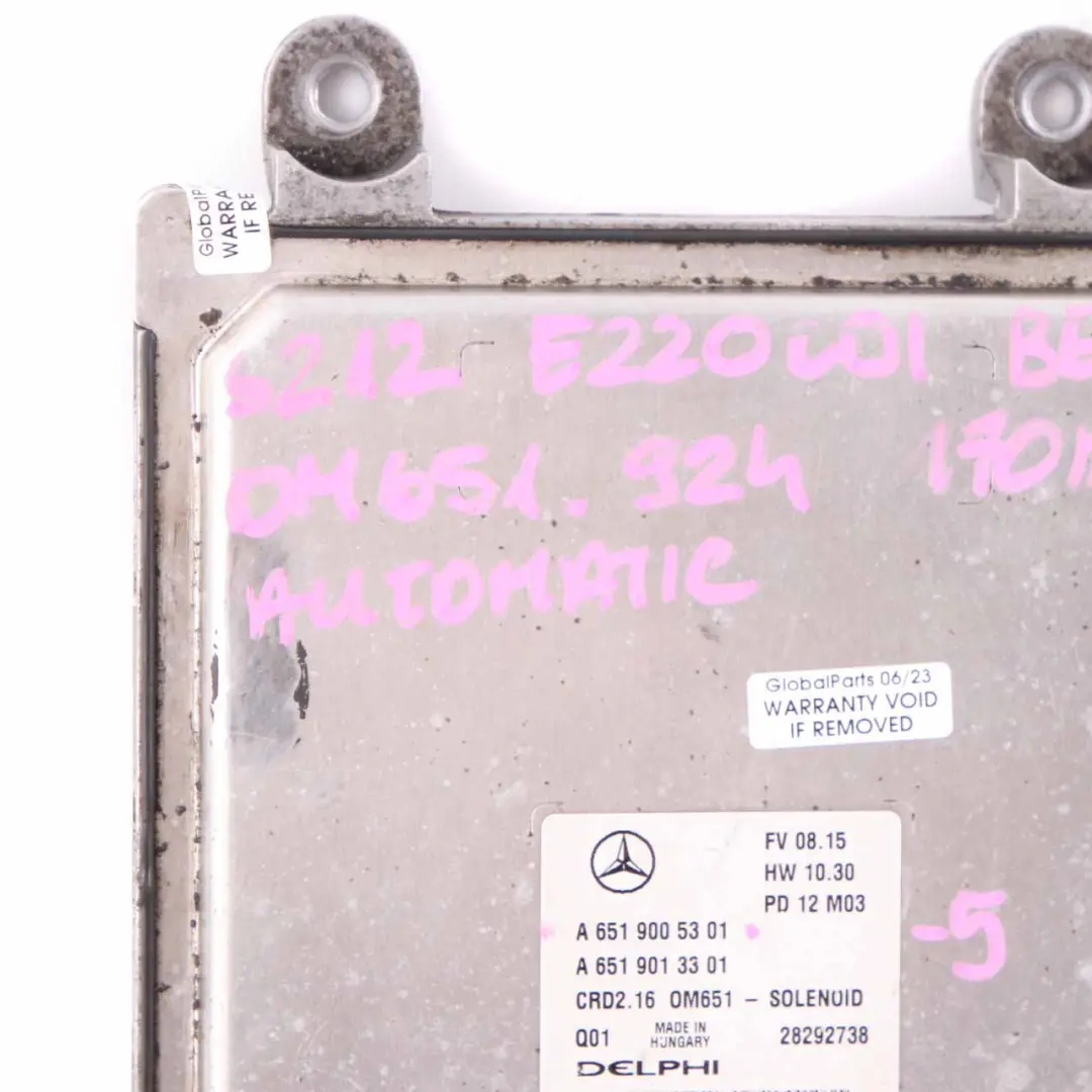 Mercedes W212 E220CDI BlueEFFICIENCY OM651.924 170HP Engine ECU Unit - SKU A6519005301-5 - Part number A6519005301