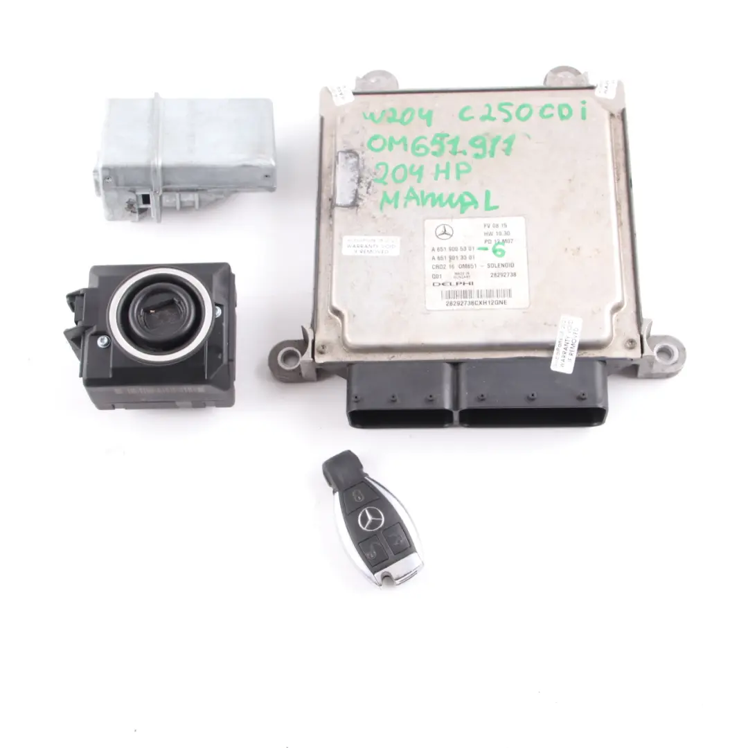 Mercedes W204 C250CDI 204HP OM651.911 Engine ECU Kit Key Manual - SKU A6519005301-6 - Part number A6519005301