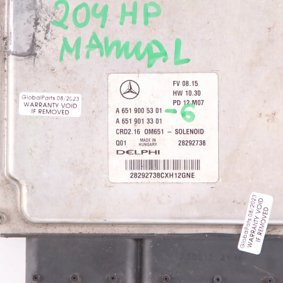 Mercedes W204 C250CDI 204HP OM651.911 Engine ECU Kit Key Manual - SKU A6519005301-6 - Part number A6519005301