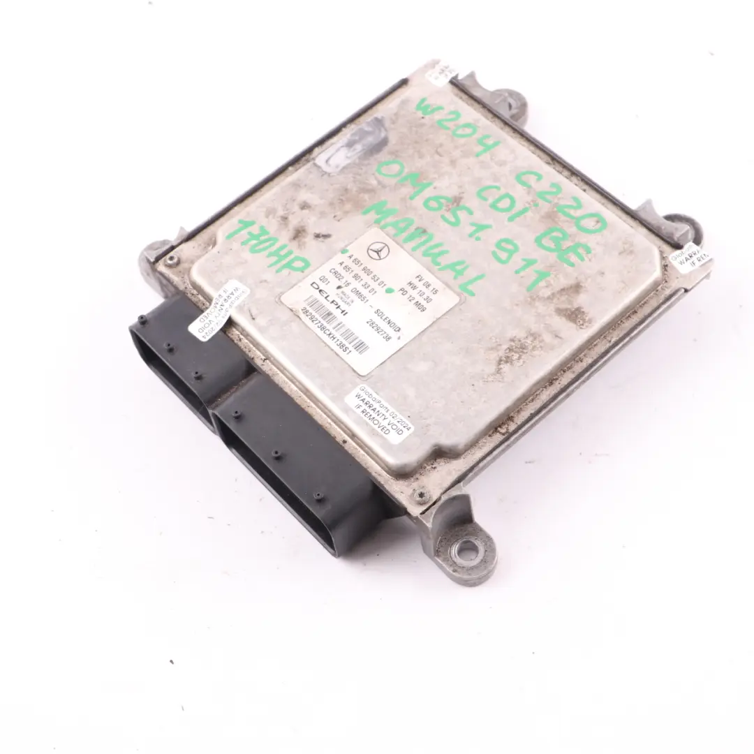 Mercedes W204 C220CDI BlueEFFICIENCY 170HP 651.911 Engine ECU Manual - SKU A6519005301-8 - Part number A6519005301