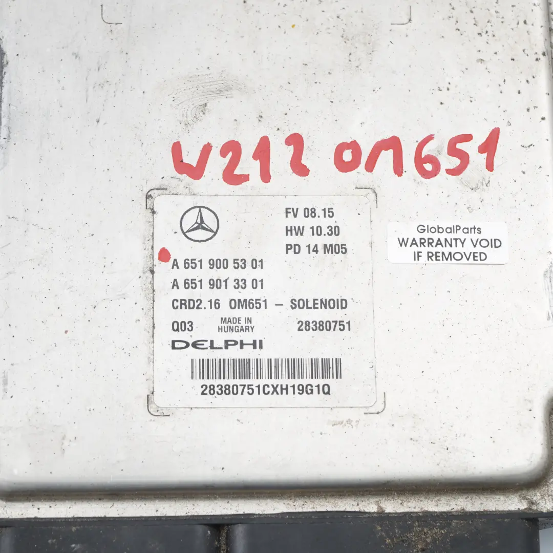 Mercedes W212 E220CDI OM651 Module de controle moteur diesel ECU - SKU A6519005301 - Numéro de pièce A6519005301