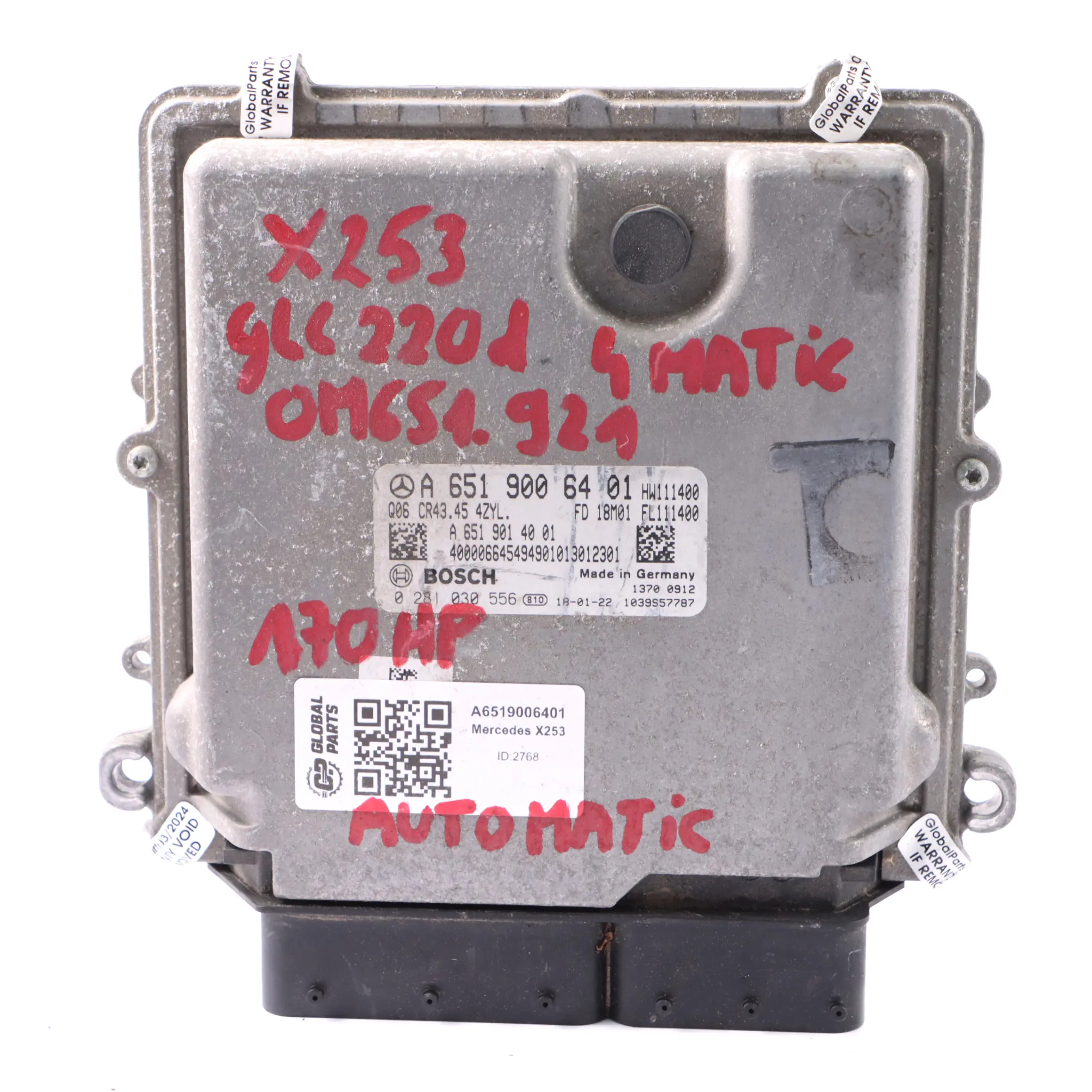 Mercedes GLC X253 220d 170HP 651.921 Engine Unit ECU A6519006401