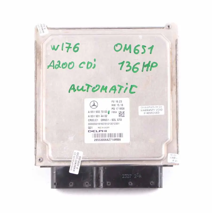 OM651 Moduł Sterownik Silnika ECU Diesel Mercedes W176 CDI - SKU A6519007003 - Numer Części A6519007003