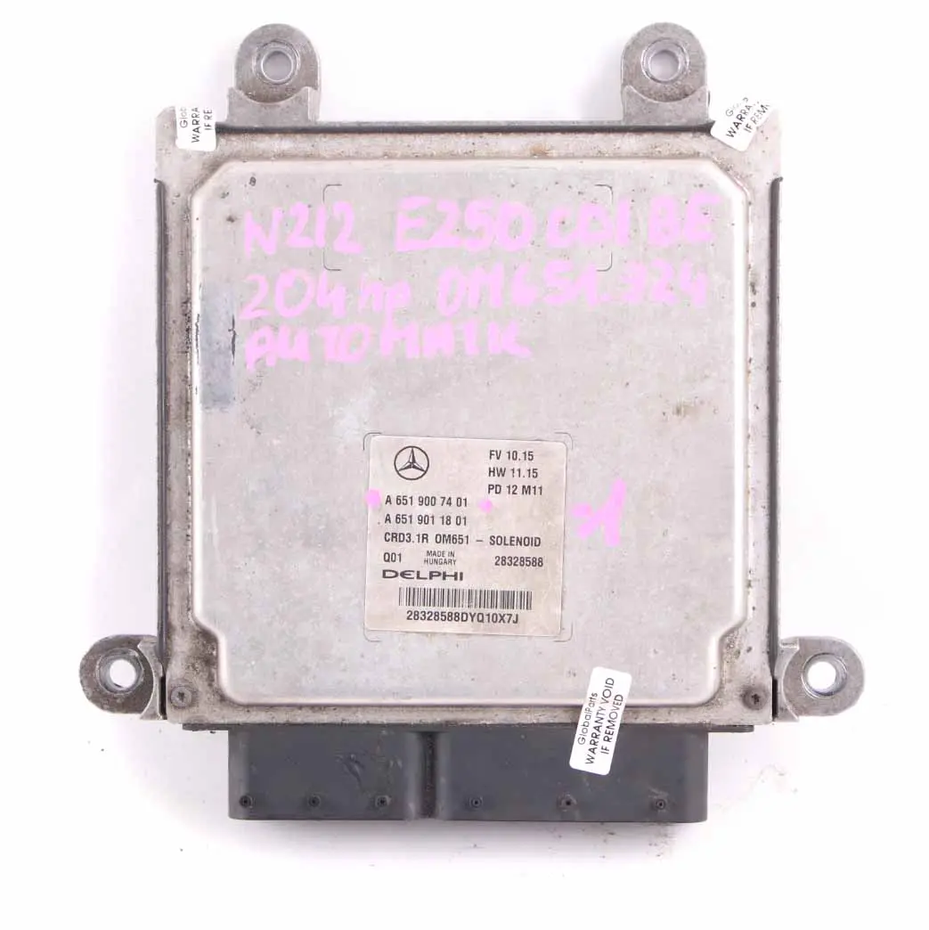 Mercedes W212 E250CDI Blue Efficiency OM651 204HP Engine ECU Key - SKU A6519007401-1 - Part number A6519007401