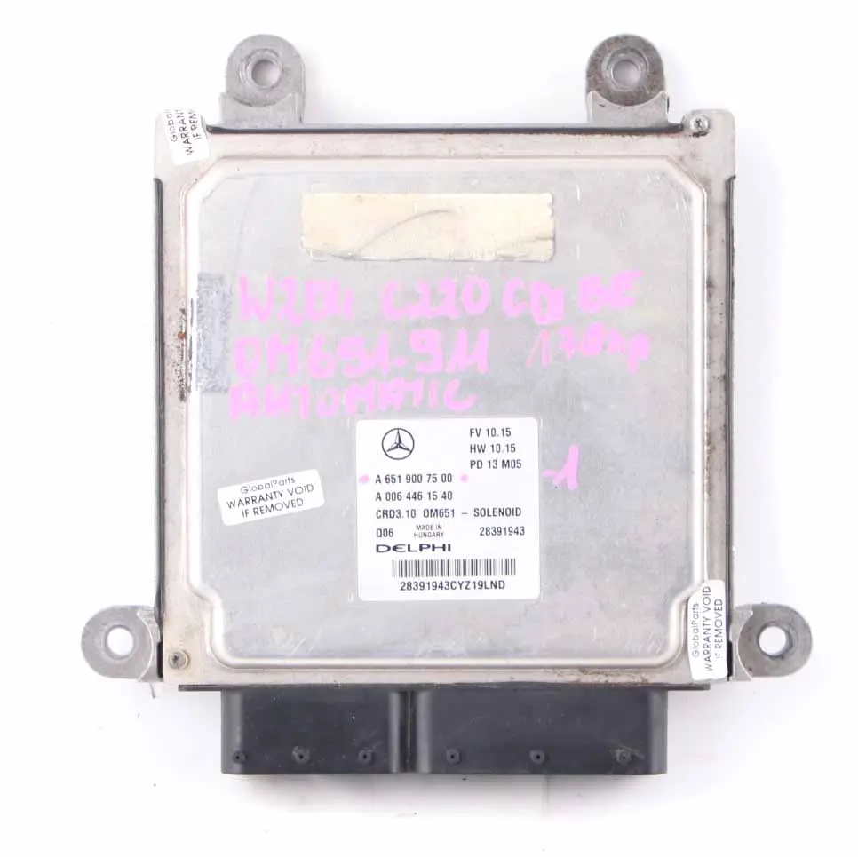 C220CDI BlueEFFICIENCY OM651.911 Engine ECU Automatic to Mercedes W204 with Part number A6519007500 Mercedes W204 C220CDI BlueEFFICIENCY OM651.911 Engine ECU Automatic - SKU A6519007500-1 - Part number A6519007500