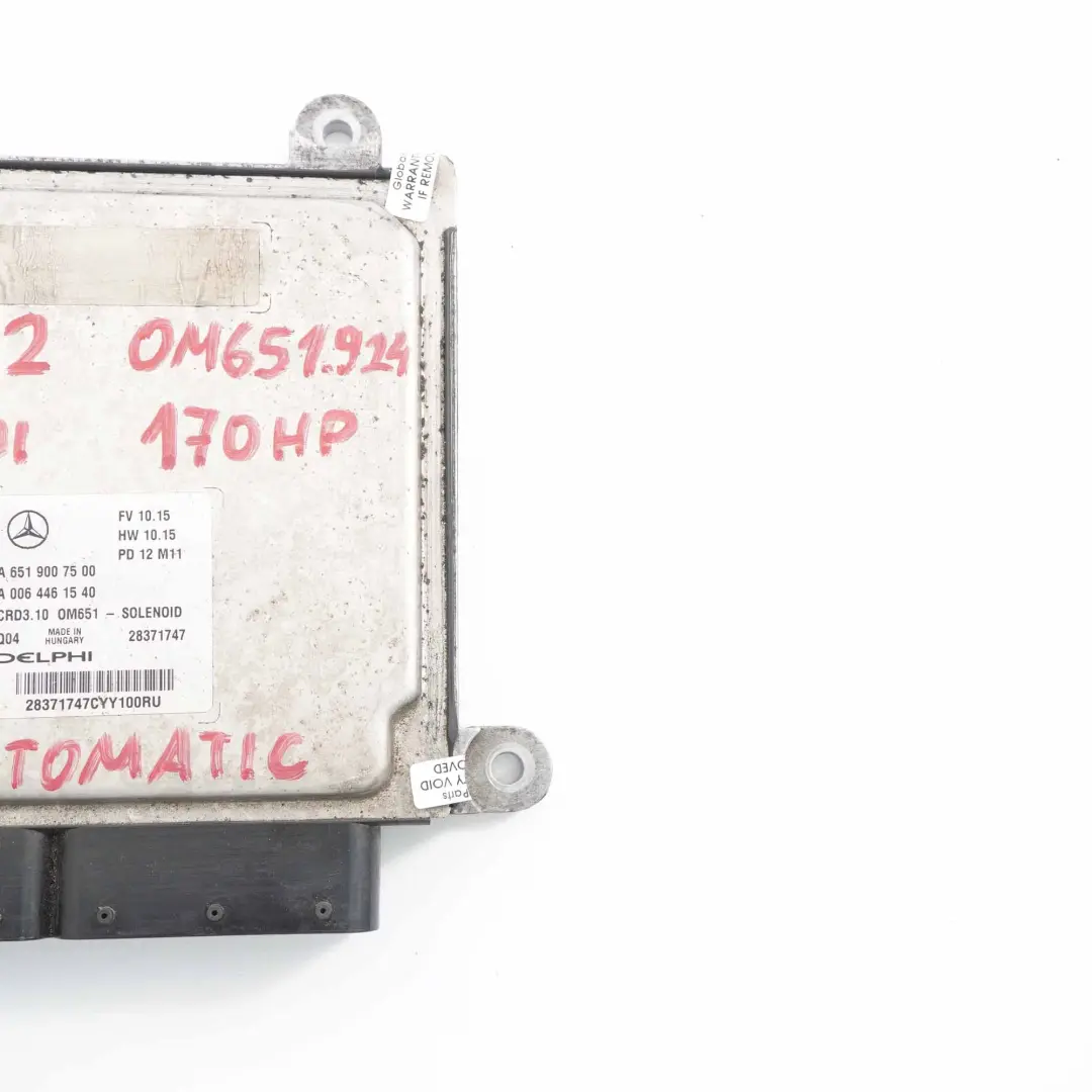 C220CDI OM651.911 Sterownik Silnika Automat do Mercedes W204 o numerze A6519007500 Mercedes W204 C220CDI OM651.911 Sterownik Silnika Automat - SKU A6519007500-1 - Numer Części A6519007500