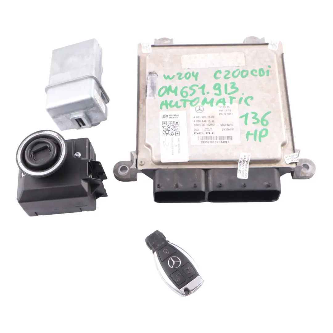 Mercedes W204 C 200 CDI 651.913 136HP motore ECU Kit Blocco chiave - SKU A6519007500-11 - Numero di parte A6519007500