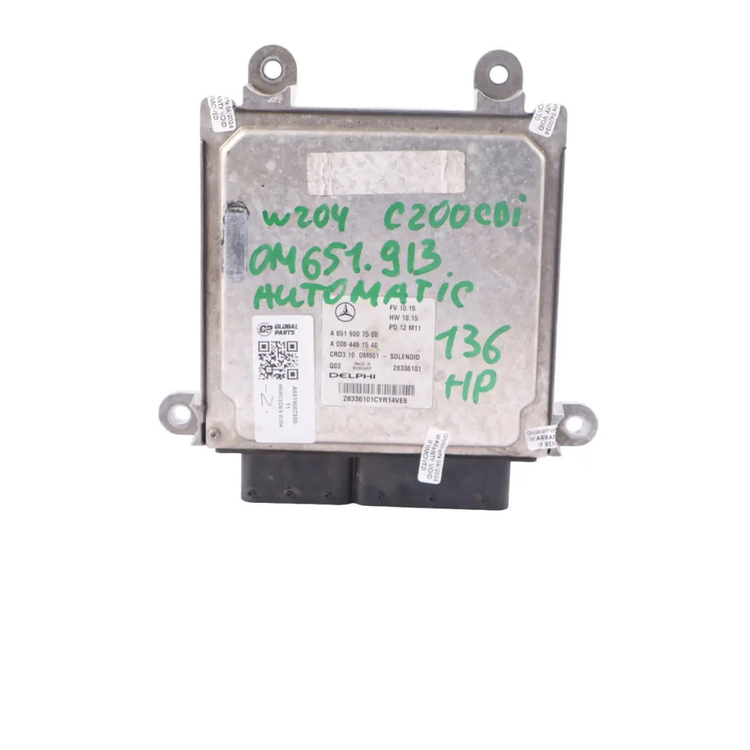 Mercedes W204 C 200 CDI 651.913 136HP motore ECU Kit Blocco chiave - SKU A6519007500-11 - Numero di parte A6519007500