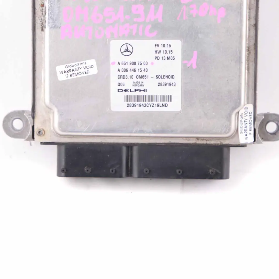 Mercedes W204 C220CDI BlueEFFICIENCY OM651.911 Engine ECU Automatic - SKU A6519007500-1 - Part number A6519007500