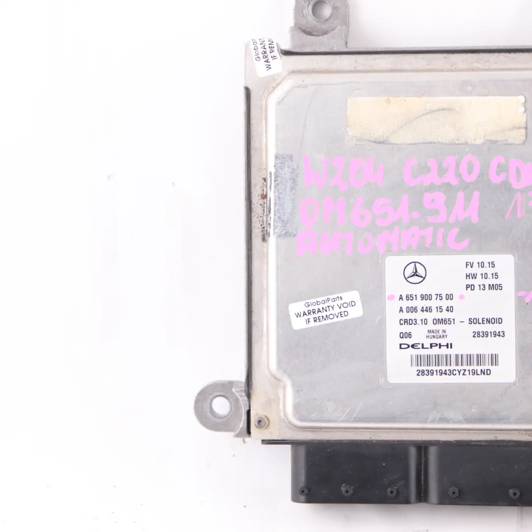 Mercedes W204 C220CDI BlueEFFICIENCY OM651.911 Engine ECU Automatic - SKU A6519007500-1 - Part number A6519007500