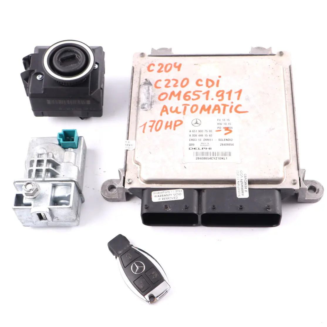 Mercedes W204 C220CDI BlueEFFICIENCY OM651.911 Kit ECU Motor A6519007500 Llave