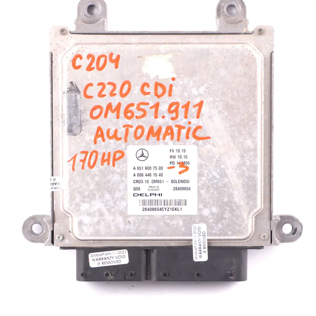 Mercedes W204 C220CDI BlueEFFICIENCY OM651.911 Engine ECU Kit Key - SKU A6519007500-3 - Part number A6519007500