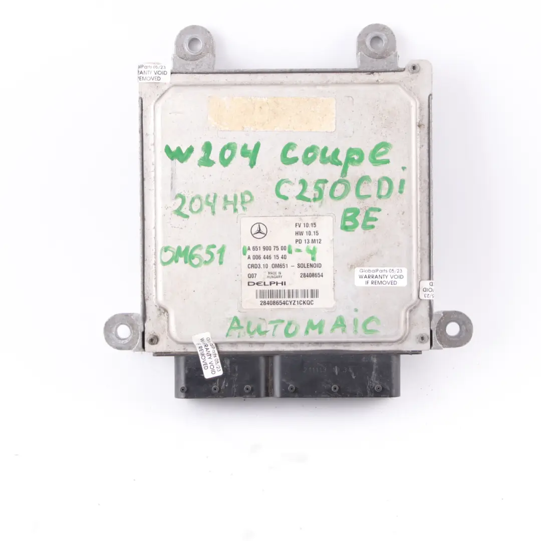 C220CDI BlueEFFICIENCY OM651.911 Motor ECU Automático para Mercedes W204 con número de pieza A6519007500 Mercedes W204 C220CDI BlueEFFICIENCY OM651.911 Motor ECU Automático - SKU A6519007500-4 - Número de pieza A6519007500