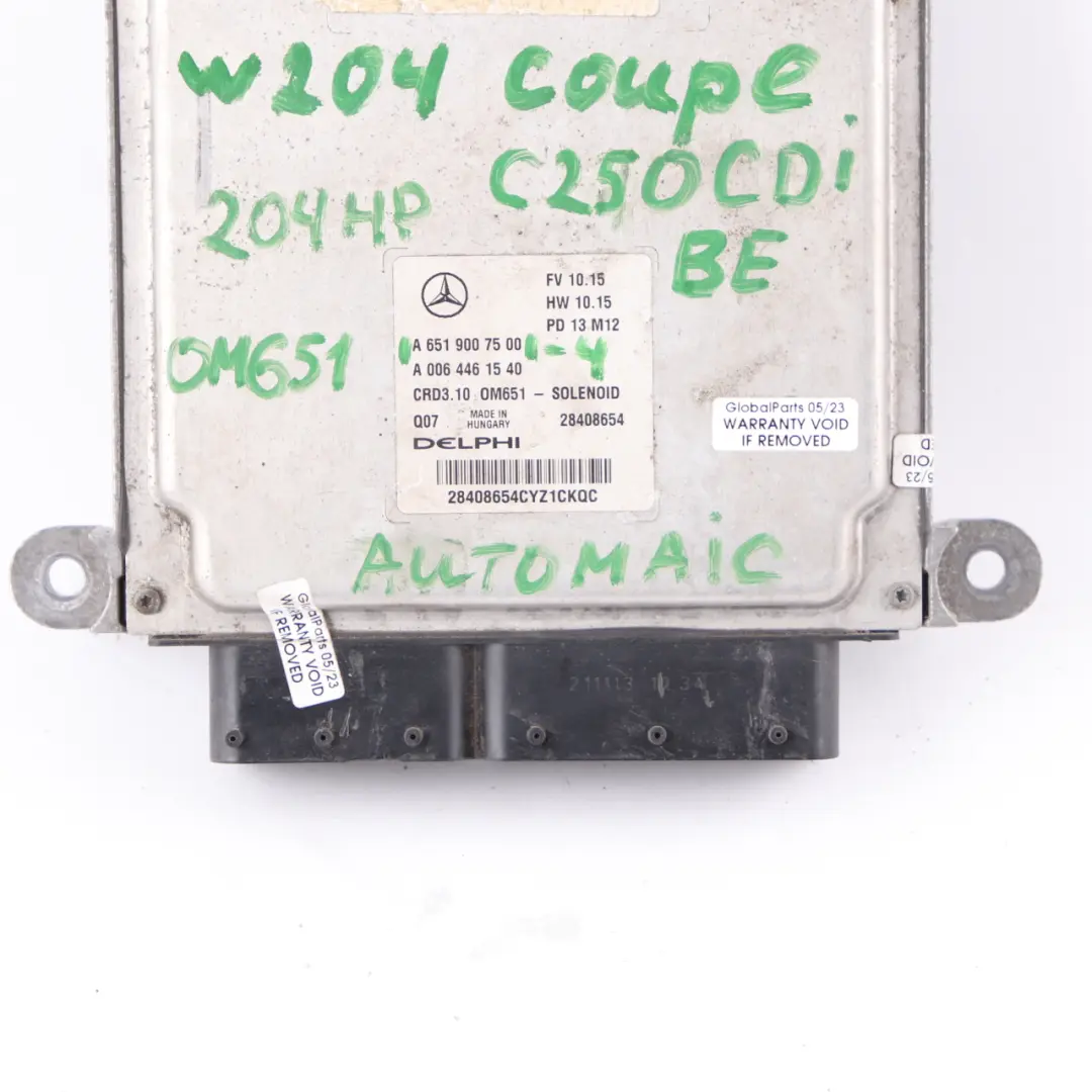 C220CDI BlueEFFICIENCY OM651.911 Motor ECU Automático para Mercedes W204 con número de pieza A6519007500 Mercedes W204 C220CDI BlueEFFICIENCY OM651.911 Motor ECU Automático - SKU A6519007500-4 - Número de pieza A6519007500