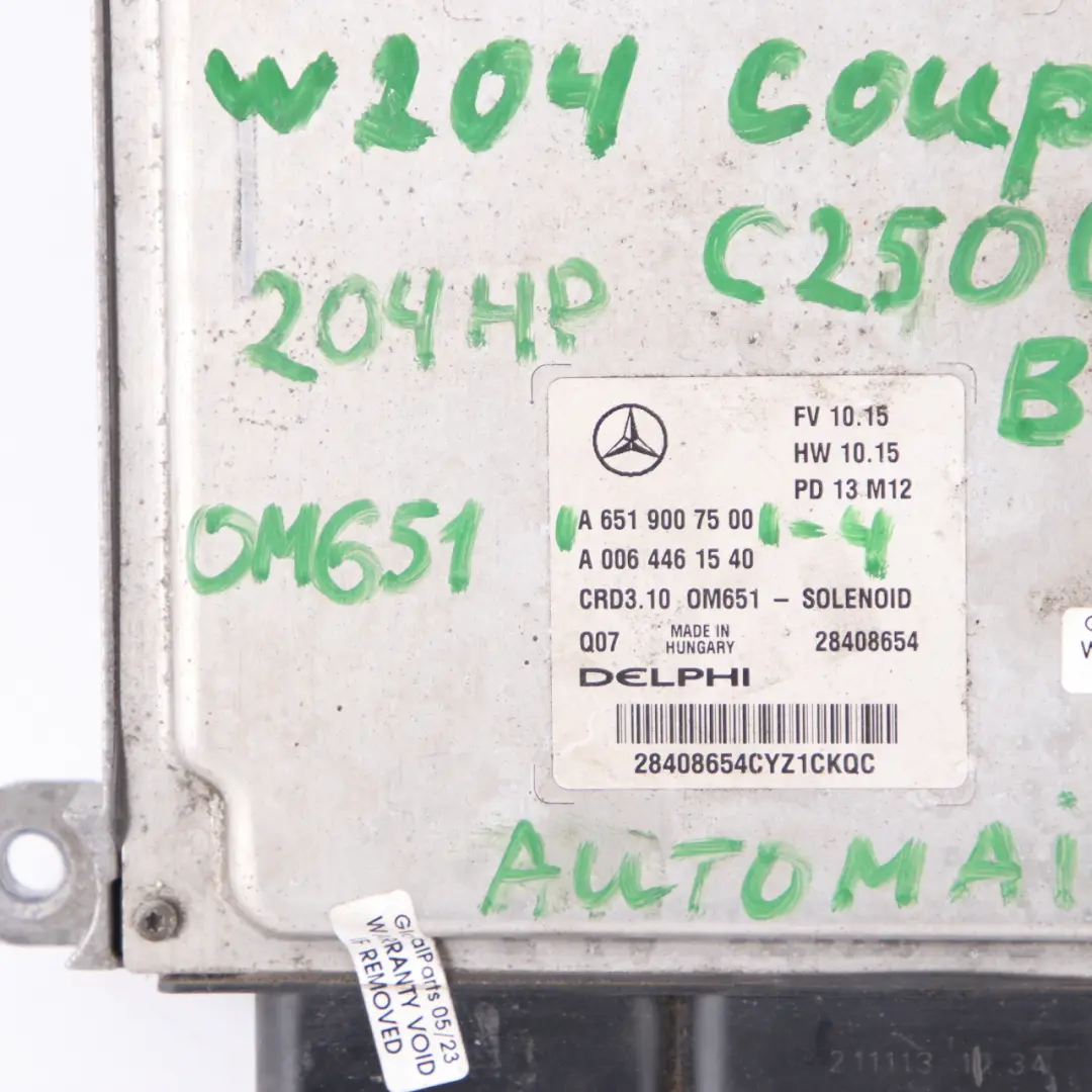 Mercedes W204 C220CDI BlueEFFICIENCY OM651.911 Motor ECU Automático - SKU A6519007500-4 - Número de pieza A6519007500