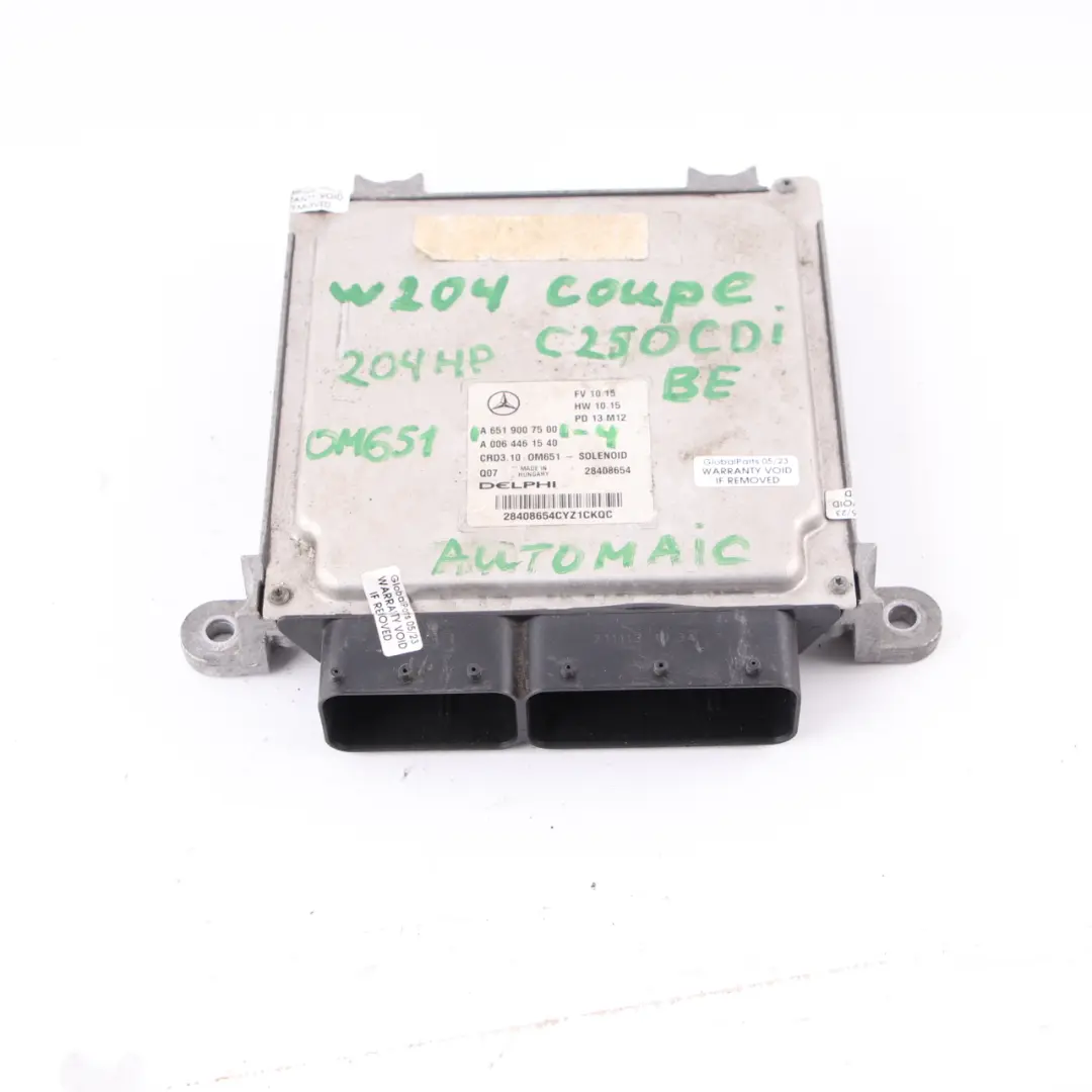 Mercedes W204 C250 CDI BlueEFFICIENCY OM651.911 Calculateur Moteur Automatique - SKU A6519007500-4 - Numéro de pièce A6519007500
