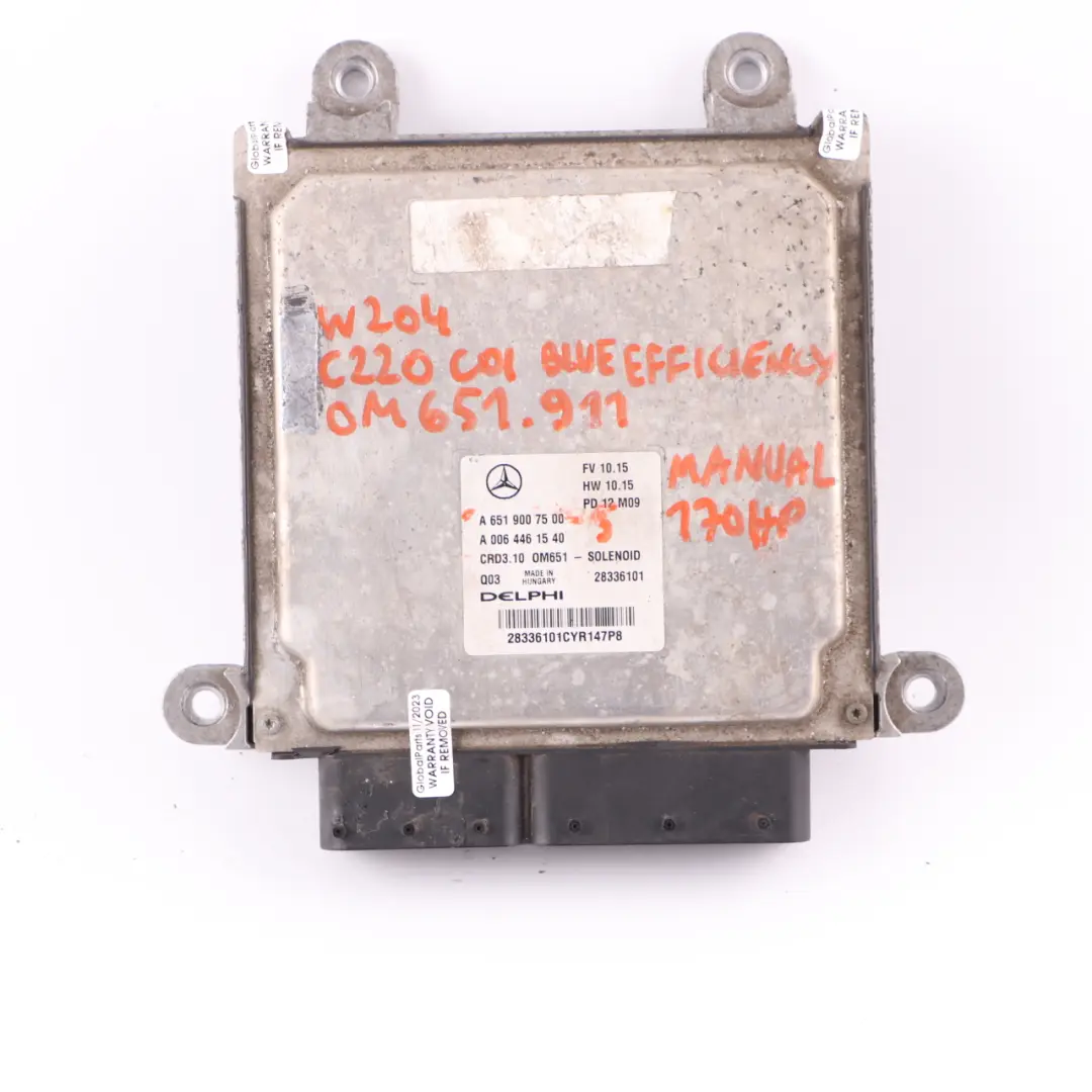 Mercedes W204 C220CDI BlueEFFICIENCY OM651.911 Kit ECU Motor Llave - SKU A6519007500-5 - Número de pieza A6519007500