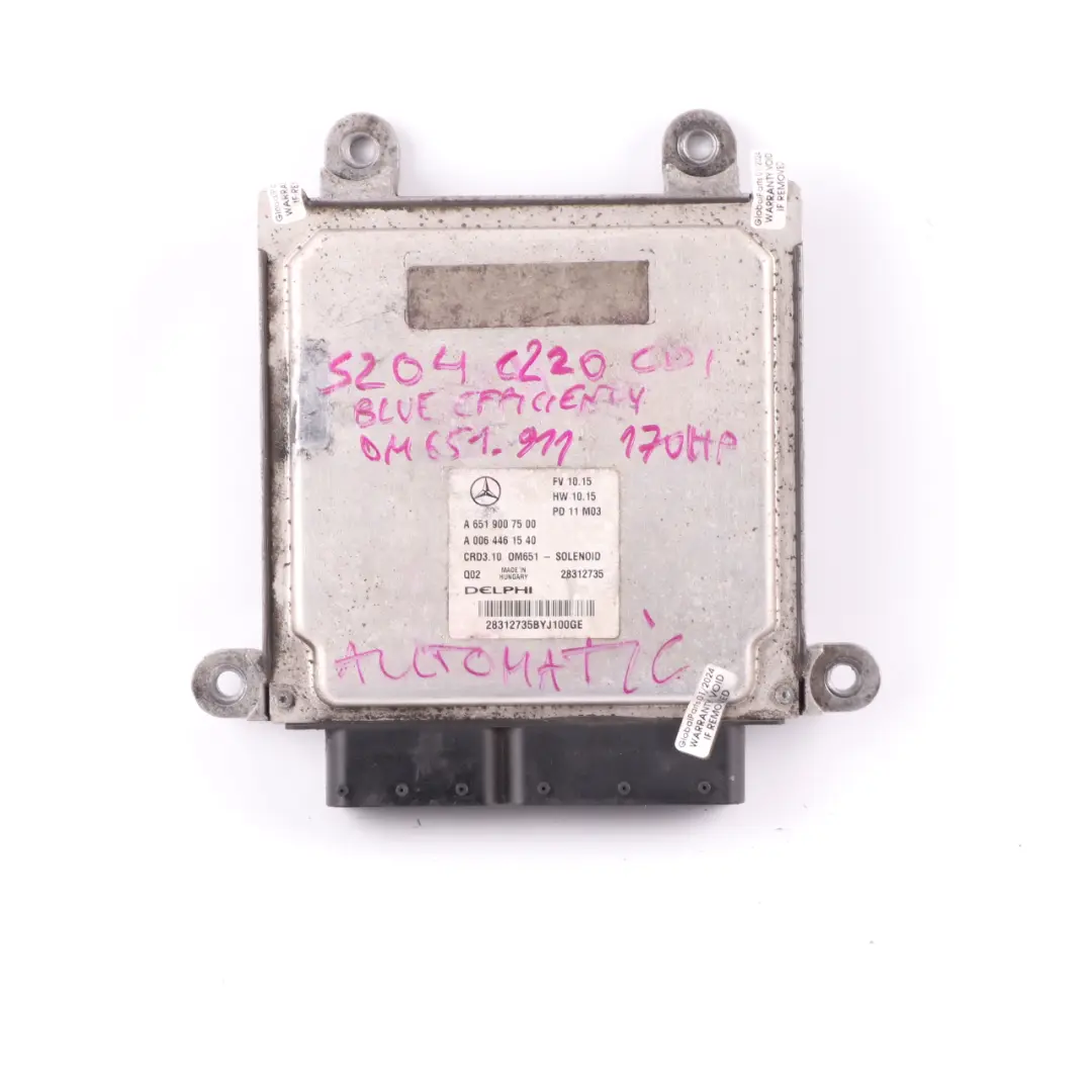 Mercedes W204 C220CDI BlueEFFICIENCY OM651.911 Engine ECU Kit Key - SKU A6519007500-6 - Part number A6519007500