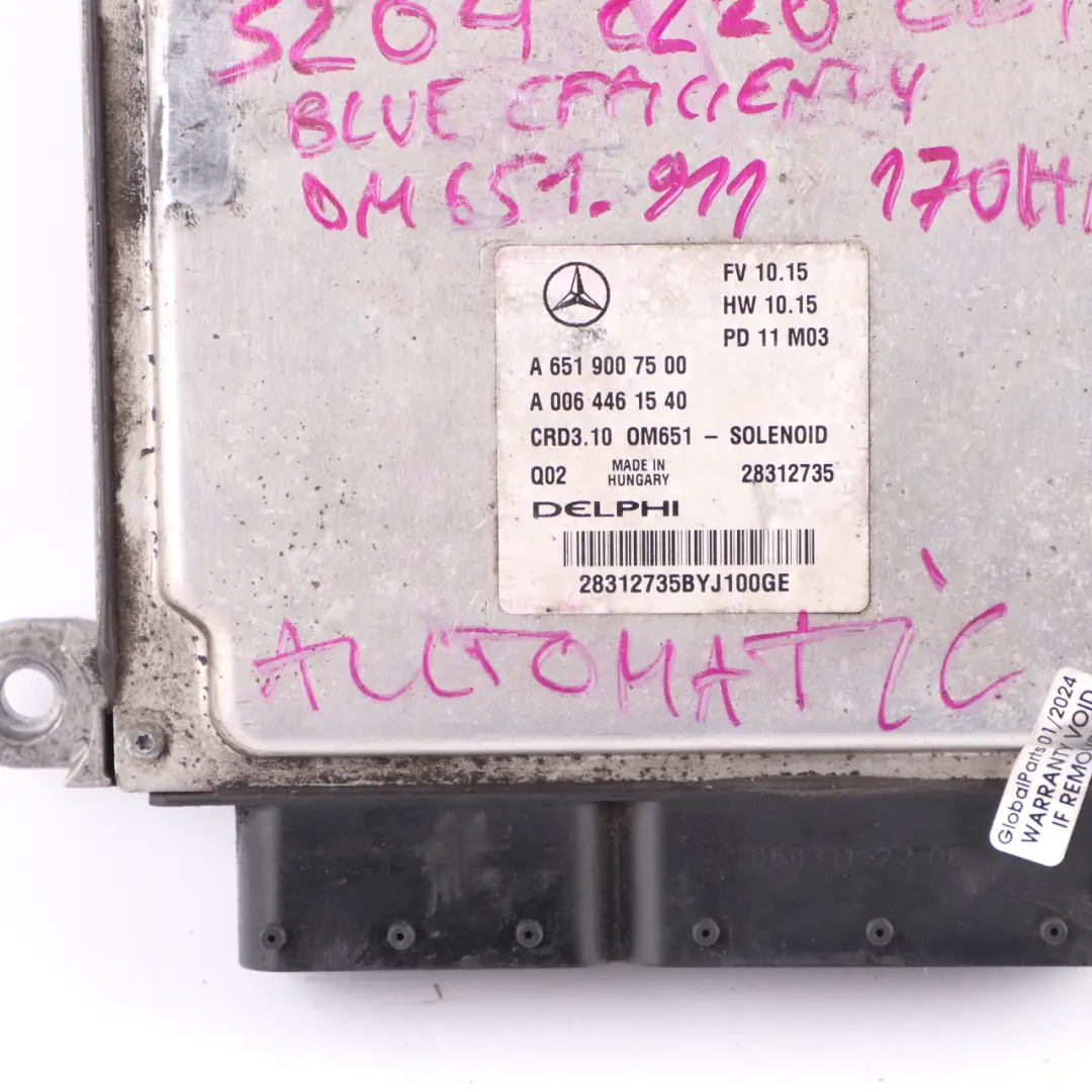 C220CDI BlueEFFICIENCY OM651.911 Engine ECU Kit Key to Mercedes W204 with Part number A6519007500 Mercedes W204 C220CDI BlueEFFICIENCY OM651.911 Engine ECU Kit Key - SKU A6519007500-6 - Part number A6519007500