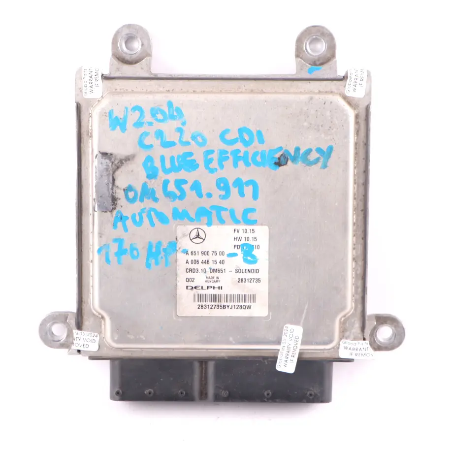 Mercedes W204 C220CDI BlueEFFICIENCY OM651.911 Engine ECU Kit Key - SKU A6519007500-8 - Part number A6519007500