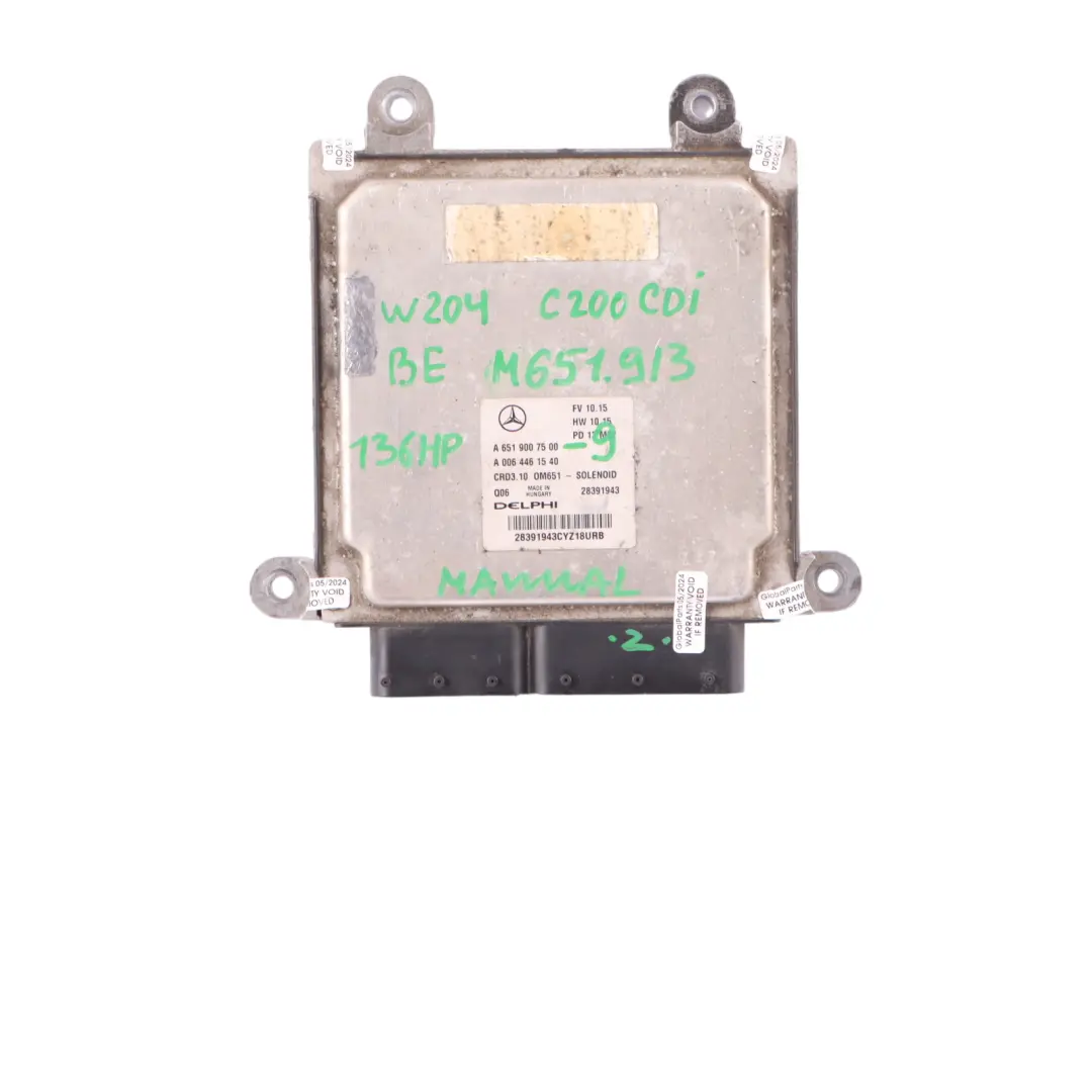 Mercedes W204 C200 CDI BlueEFFICIENCY 651.913 136HP Kit ECU - SKU A6519007500-9 - Número de pieza A6519007500