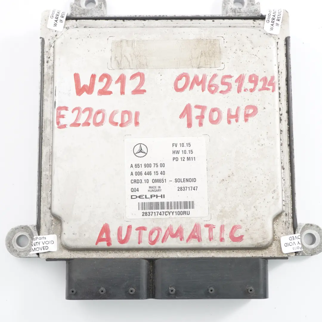 Mercedes W212 E220CDI OM651.924 Engine Unit Module ECU Automatic - SKU A6519007500 - Part number A6519007500